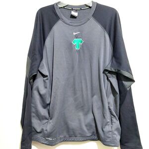 Niki Mens Therma Fit XL Sweatshirt Black Gray Green Emblem Fleece Lined Pockets